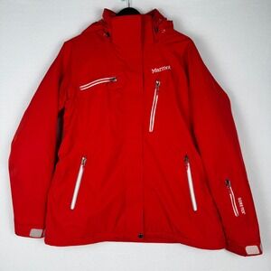 Marmot Womens XL GORE-TEX Waterproof Ski Jacket Red Hooded Powder Skirt A75180